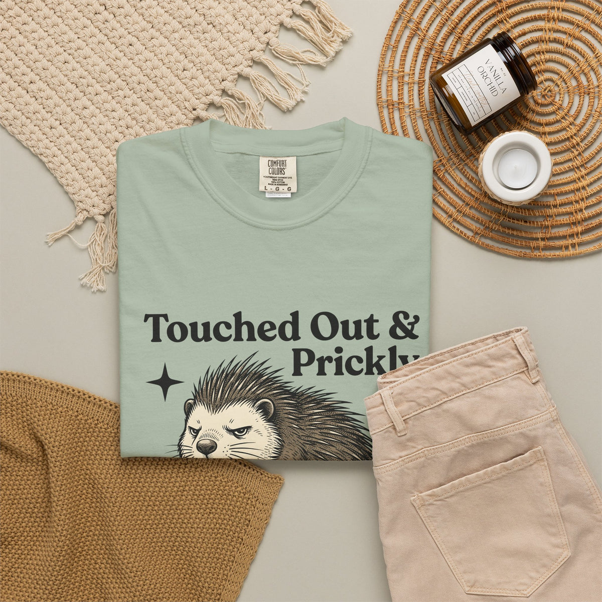 Grumpy Porcupine T-Shirt Moms Humor Gift Women Hand Drawn T-Shirt Quillpig T-Shirt Motherhood Fan Illustrated Graphic T-Shirt Vintage Stars T-Shirt