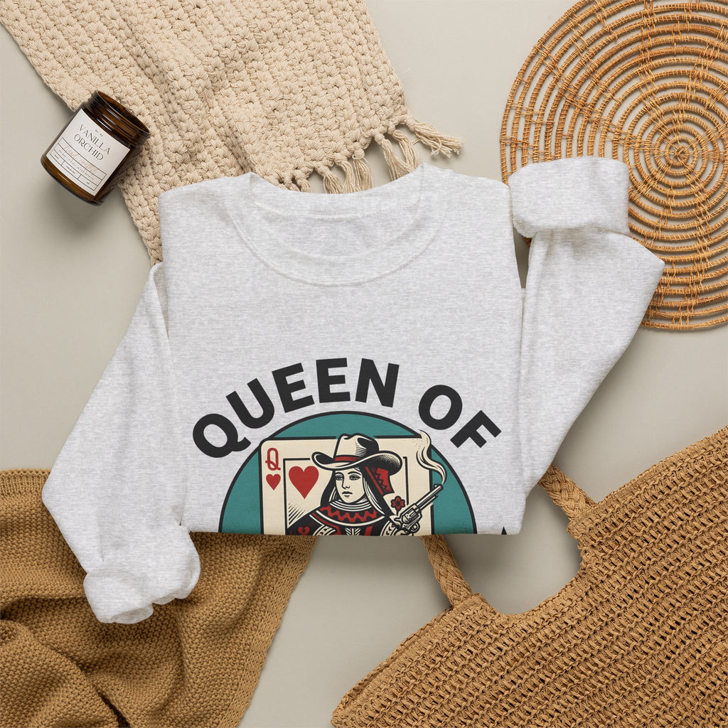 Poker Cowgirl Sweatshirt Cowgirl Rodeo Gift Women Vintage Sweatshirt Gambler Sweatshirt Cowgirl Fan Distressed Graphic Sweatshirt Retro Pistol Sweatshirt
