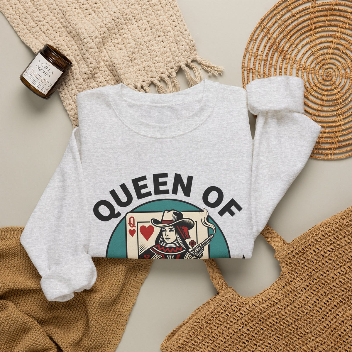 Poker Cowgirl Sweatshirt Cowgirl Rodeo Gift Women Vintage Sweatshirt Gambler Sweatshirt Cowgirl Fan Distressed Graphic Sweatshirt Retro Pistol Sweatshirt
