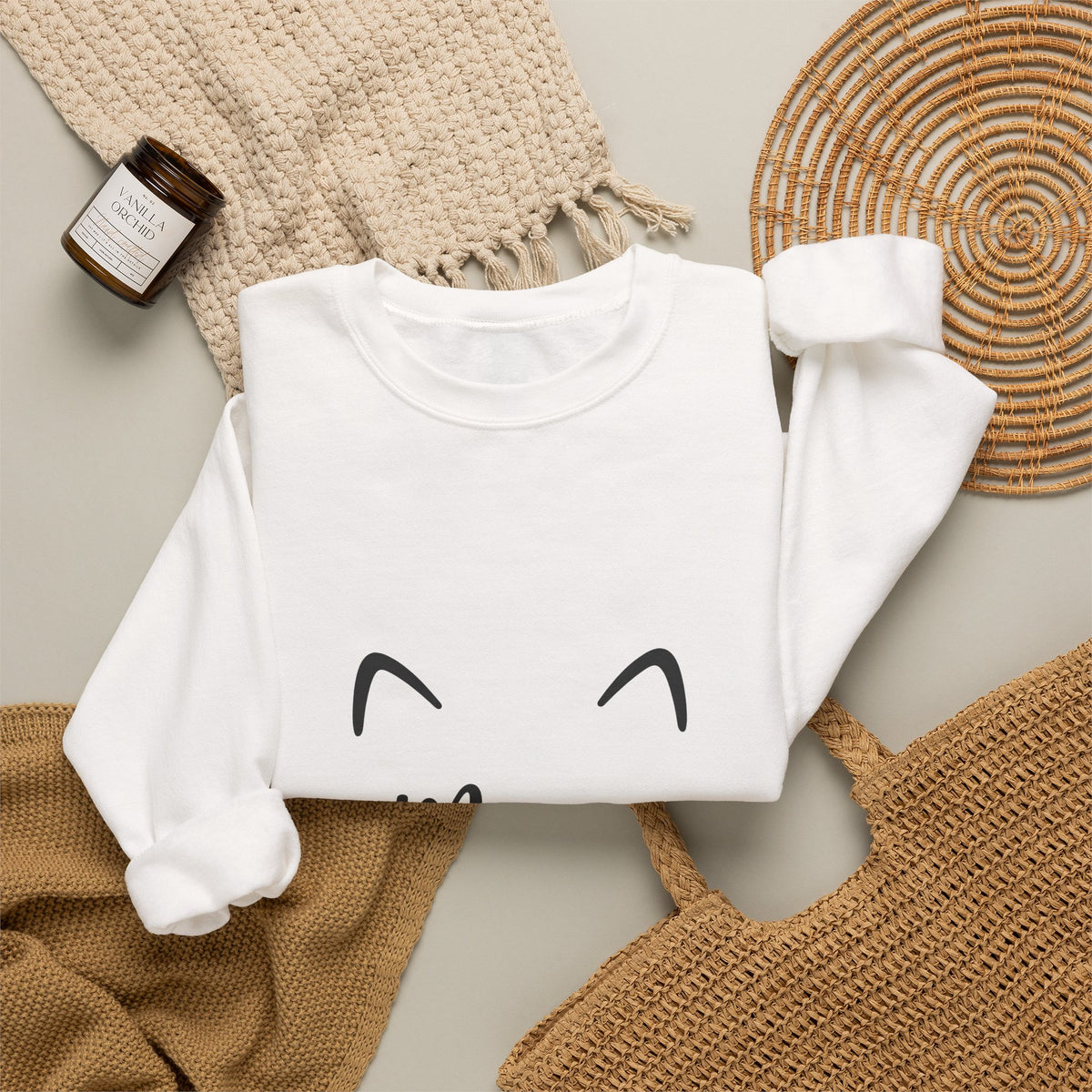 Cat Face Sweatshirt Cat Pets Gift Women Minimalist Sweatshirt Kitten Sweatshirt Cat Fan Feline Sweatshirt Animal Graphic Cat Enthusiast Hand Drawn Heart Nose