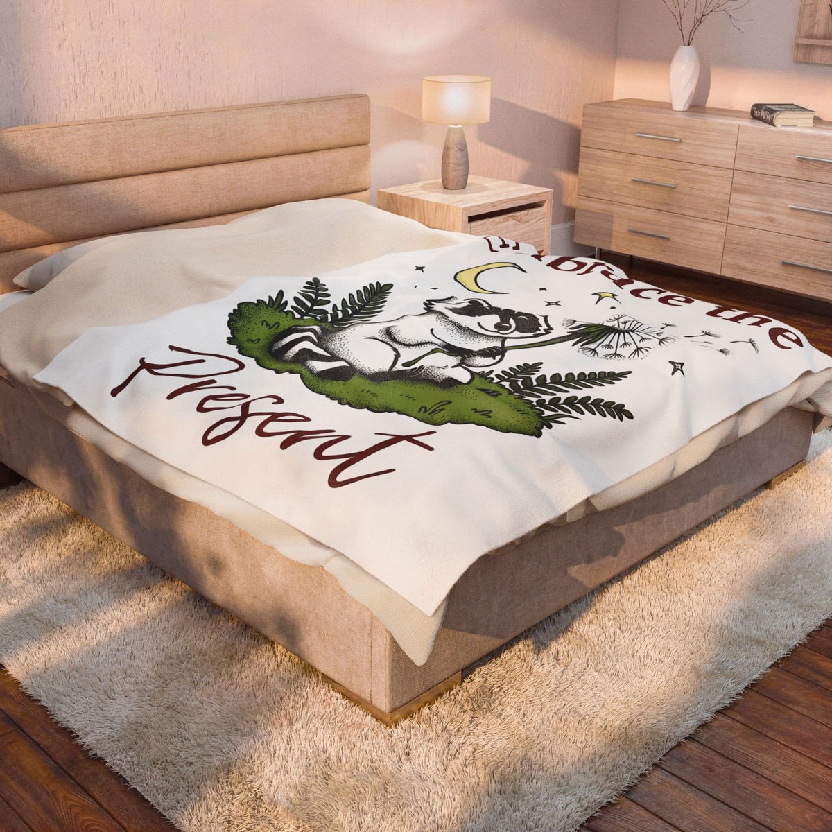 Raccoon Seed Blanket Cute Wildlife Gift Women Fanciful Blanket Trash Panda Blanket Adorable Fan Whimsical Blanket Animal Graphic Doodle Lunar