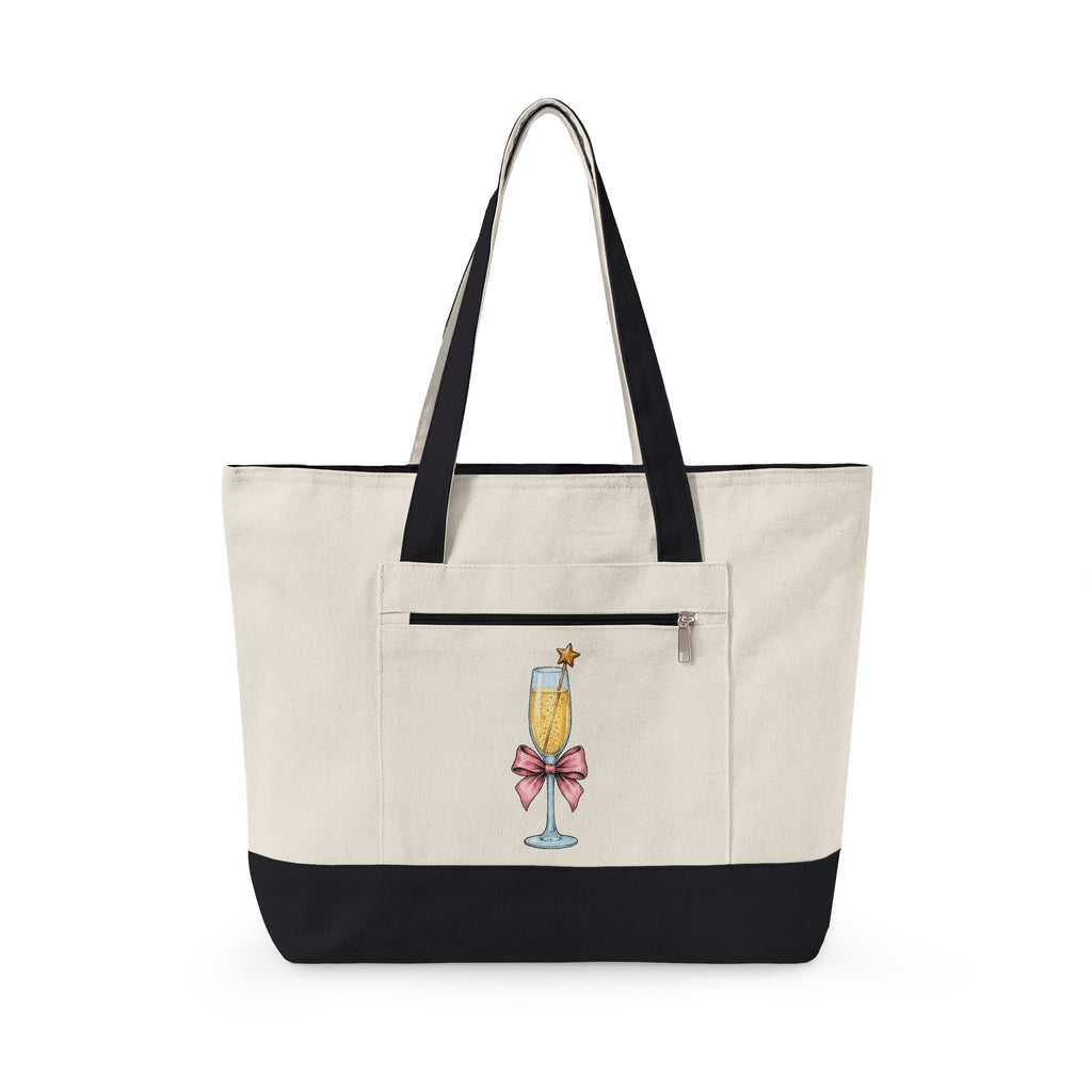 Flute Glass Holiday Occasion Gift Minimalist Glassware Christmas Fan Simple Celebration Tote Bag