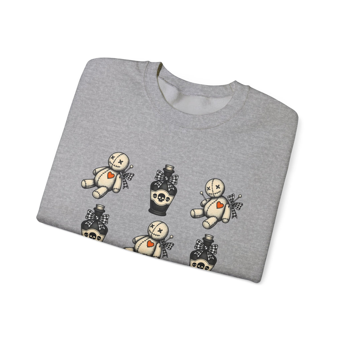 Charm Doll Sweatshirt Halloween Macabre Gift Women Old School Sweatshirt Voodoo Doll Sweatshirt Horror Fan Retro Sweatshirt Dark Graphic Throwback Remedy Flask