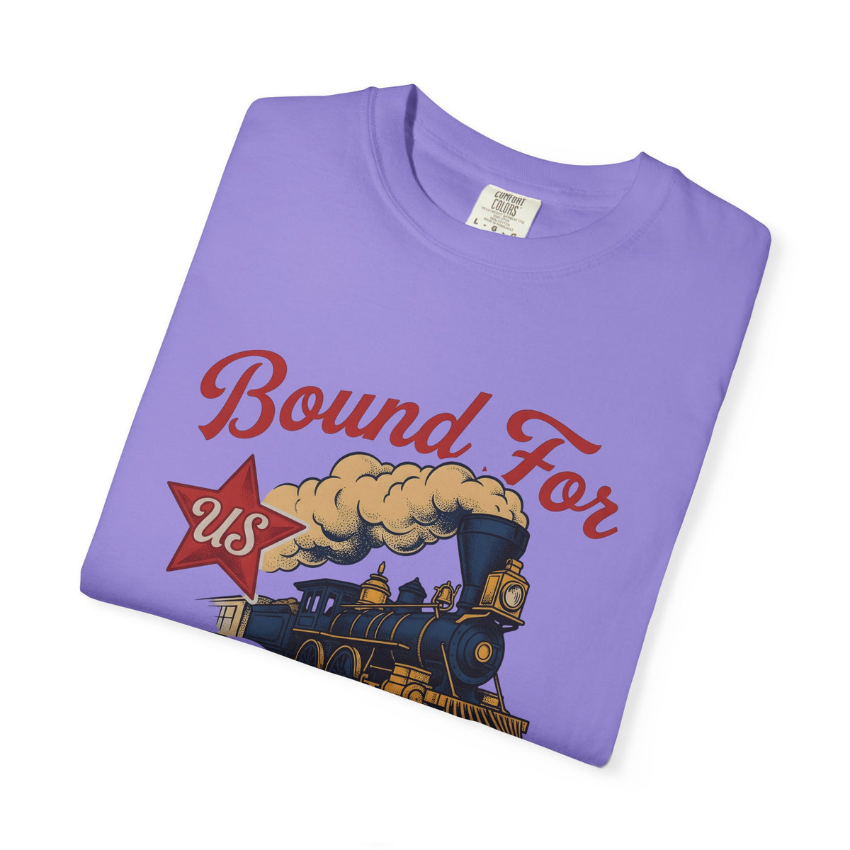 Locomotive T-Shirt America Flag Gift Women Antique T-Shirt Train T-Shirt Patriot Fan Vintage T-Shirt Banner Graphic Old School Spark T-Shirt