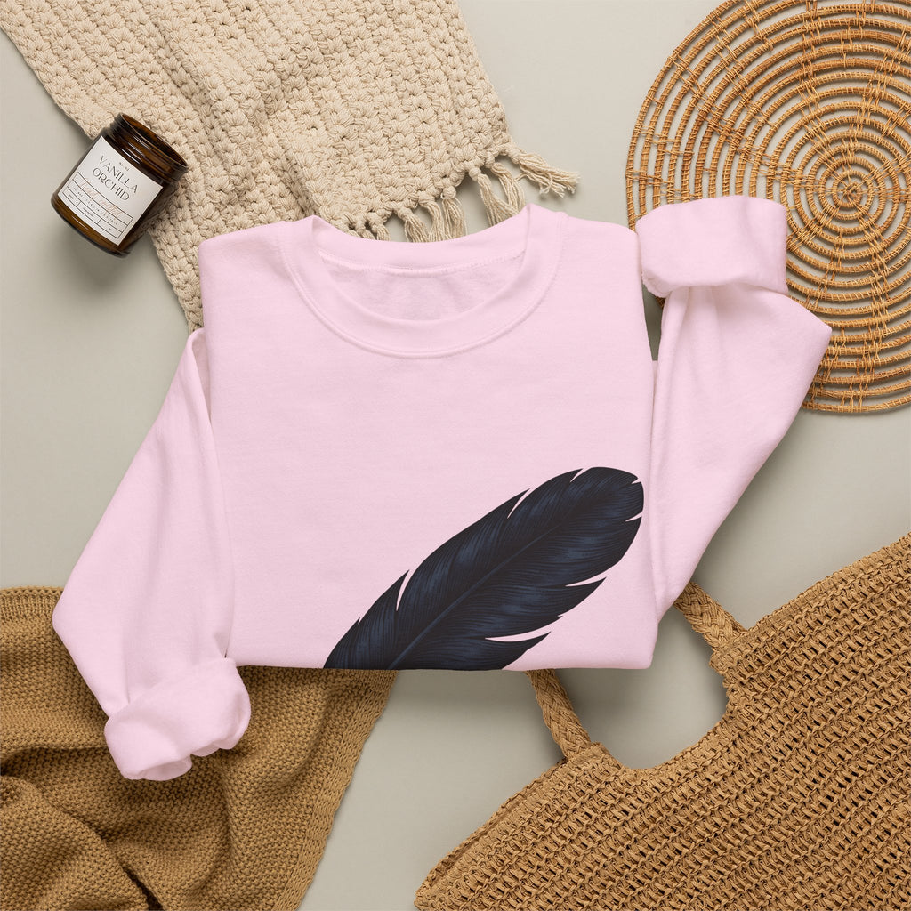 Feather Charm Sweatshirt Boho Chic Spiritual Gift Women Retro Sweatshirt Charm Sweatshirt Bohemian Enthusiast Vintage Sweatshirt Mystical Graphic Sketch Bow