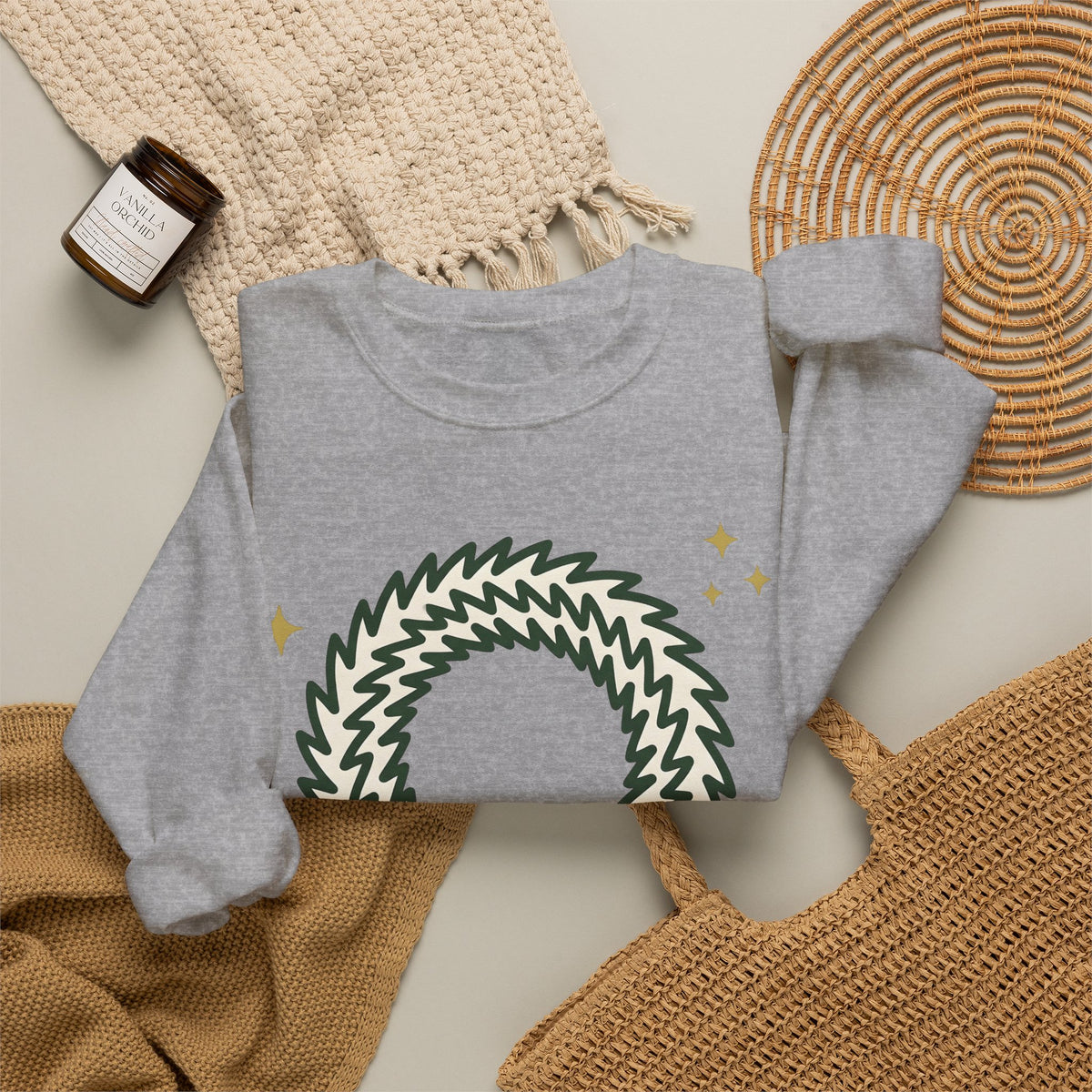 Holiday Wreath Sweatshirt Christmas Seasonal Gift Women Simple Sweatshirt Wreath Sweatshirt Xmas Fan Minimalist Sweatshirt Seasonal Graphic Sketch Red Ribbon
