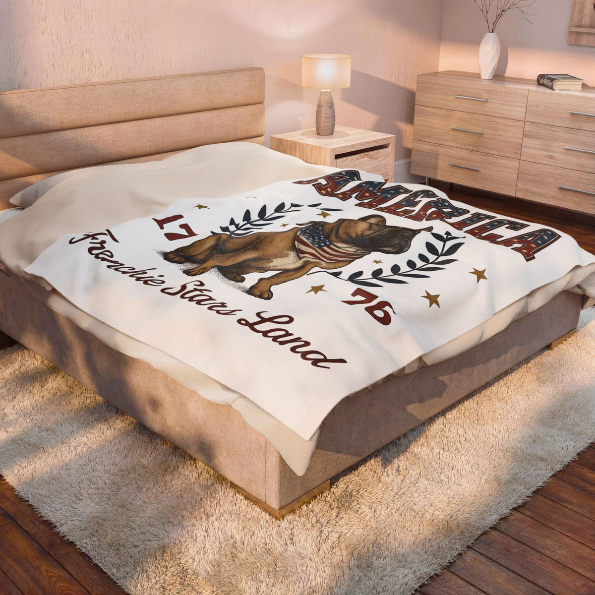 French Bulldog Blanket America Patriotic Gift Women Vintage Blanket Bouledogue Blanket American Fan Retro Illustration Graphic Retro Stars Blanket