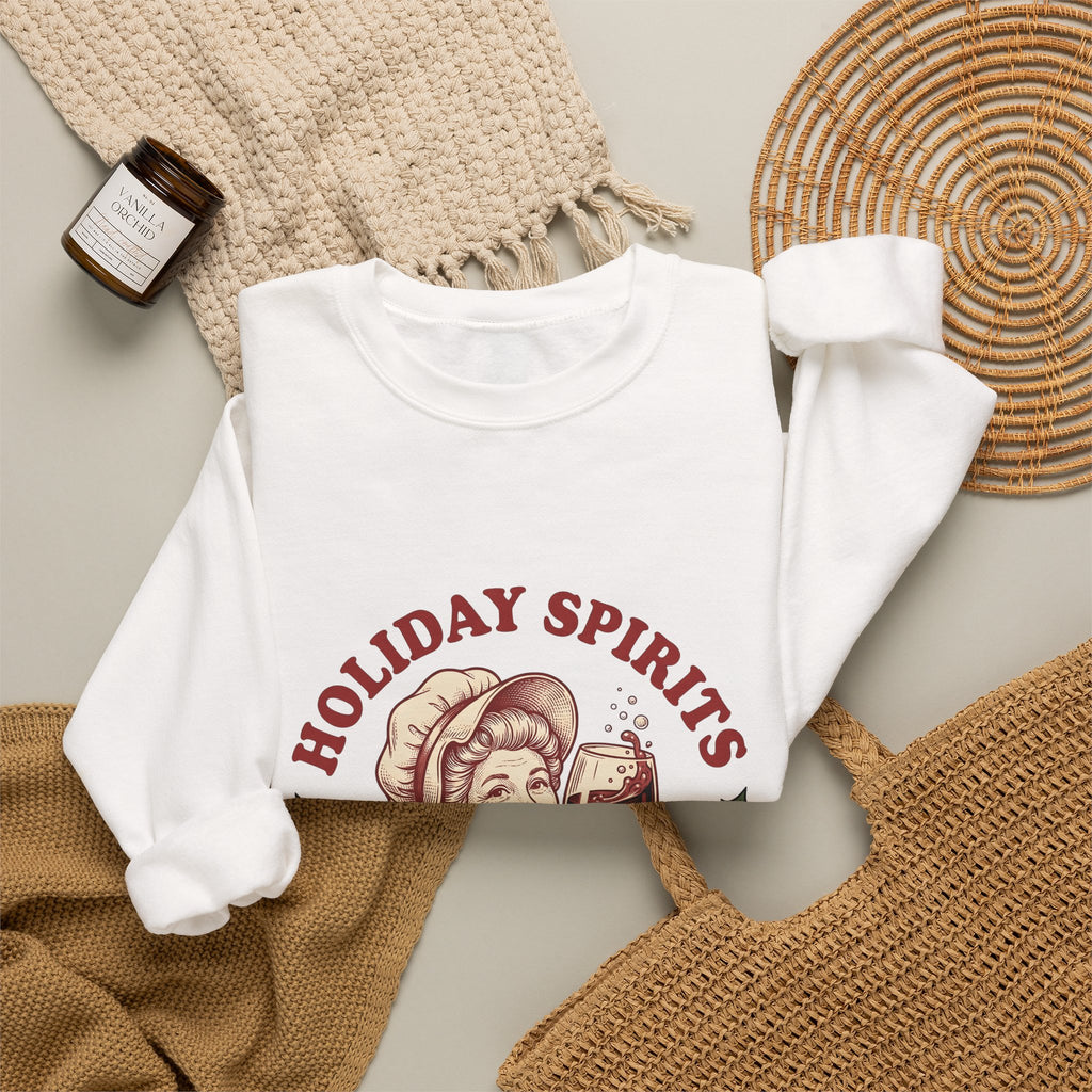 Cheerful Woman Wine Sweatshirt Christmas Fun Gift Women Cartoon Sweatshirt Wine Sweatshirt Xmas Fan Comic Sweatshirt Humor Graphic Line Art Winter Greenery