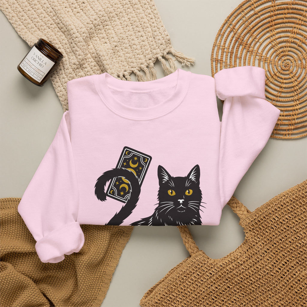 Black Cat Sweatshirt Cat Witchcraft Gift Women Mystical Sweatshirt Cat Sweatshirt Feline Fan Occult Graphic Vintage Tarot Card Sweatshirt