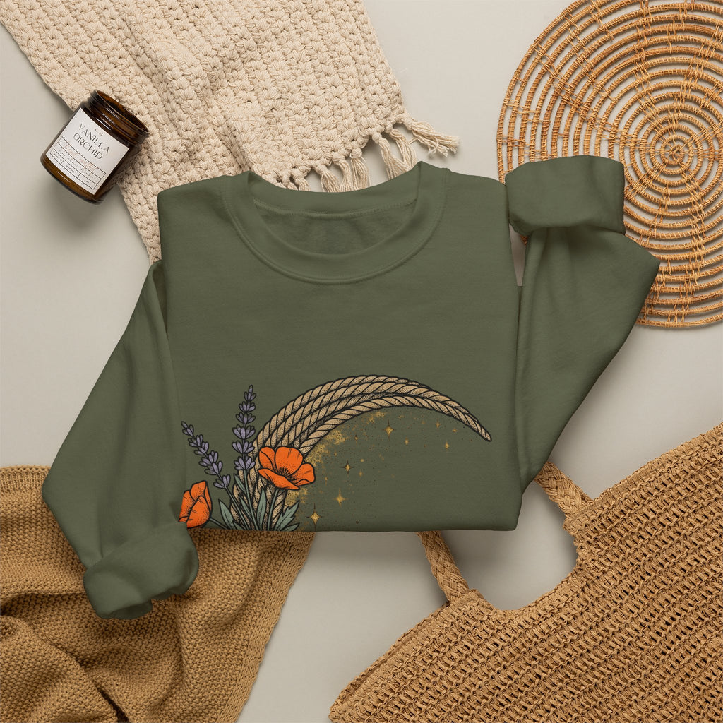Rope Moon Sweatshirt Cowgirl Western Gift Women Boho Sweatshirt Lunar Sweatshirt Rodeo Fan Hippie Sweatshirt Country Graphic Vintage Wildflowers Sweatshirt