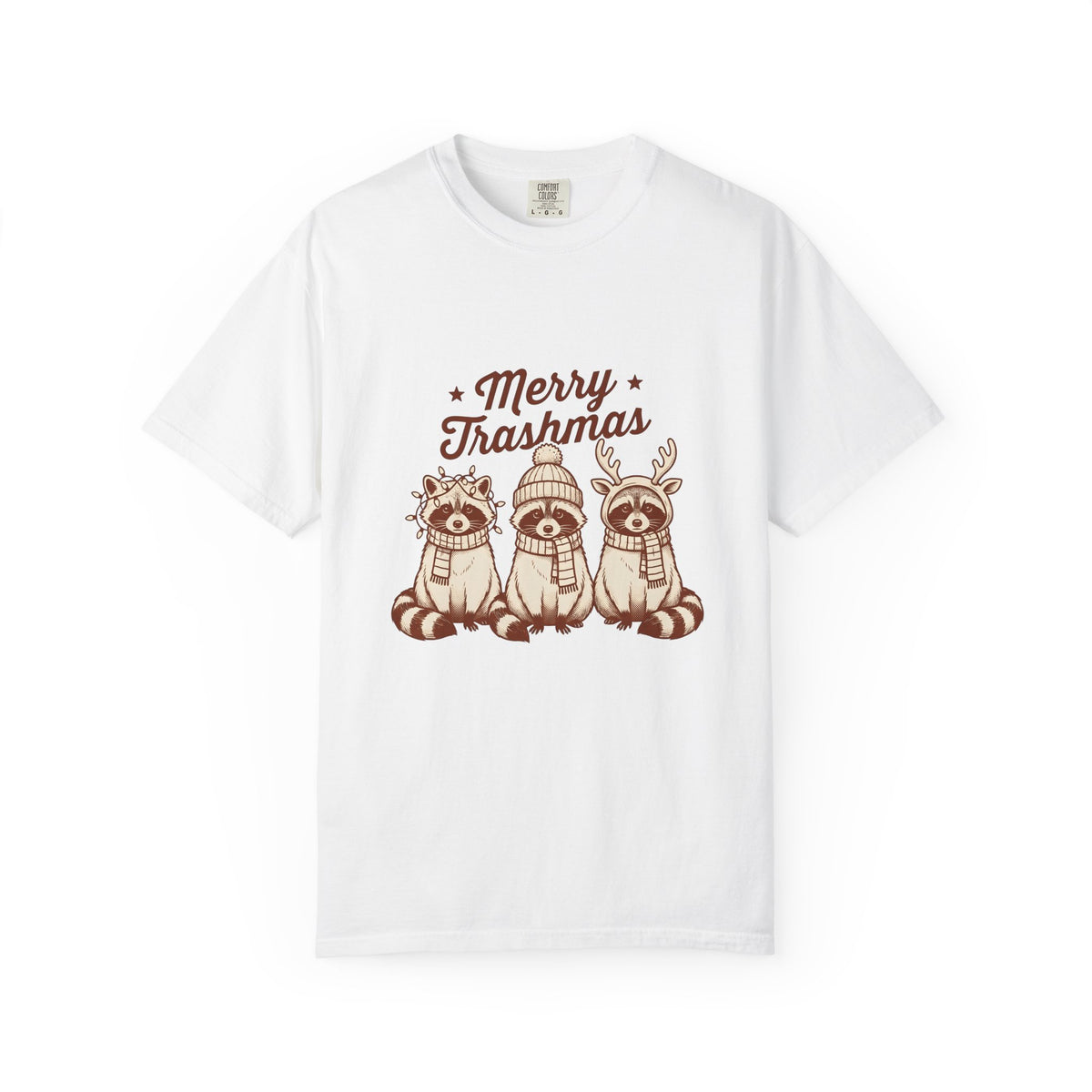 Raccoon Set T-Shirt Christmas Pets Gift Women Line Art T-Shirt Raccoon T-Shirt Xmas Fan Illustration T-Shirt Animal Graphic Classic Holiday Gear