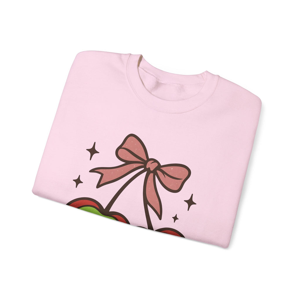 Skull Cherry Sweatshirt Halloween Eerie Gift Women Fun Sweatshirt Sugar Skull Sweatshirt Spooky Fan Cartoon Sweatshirt Dark Graphic Bow Tie Sweatshirt