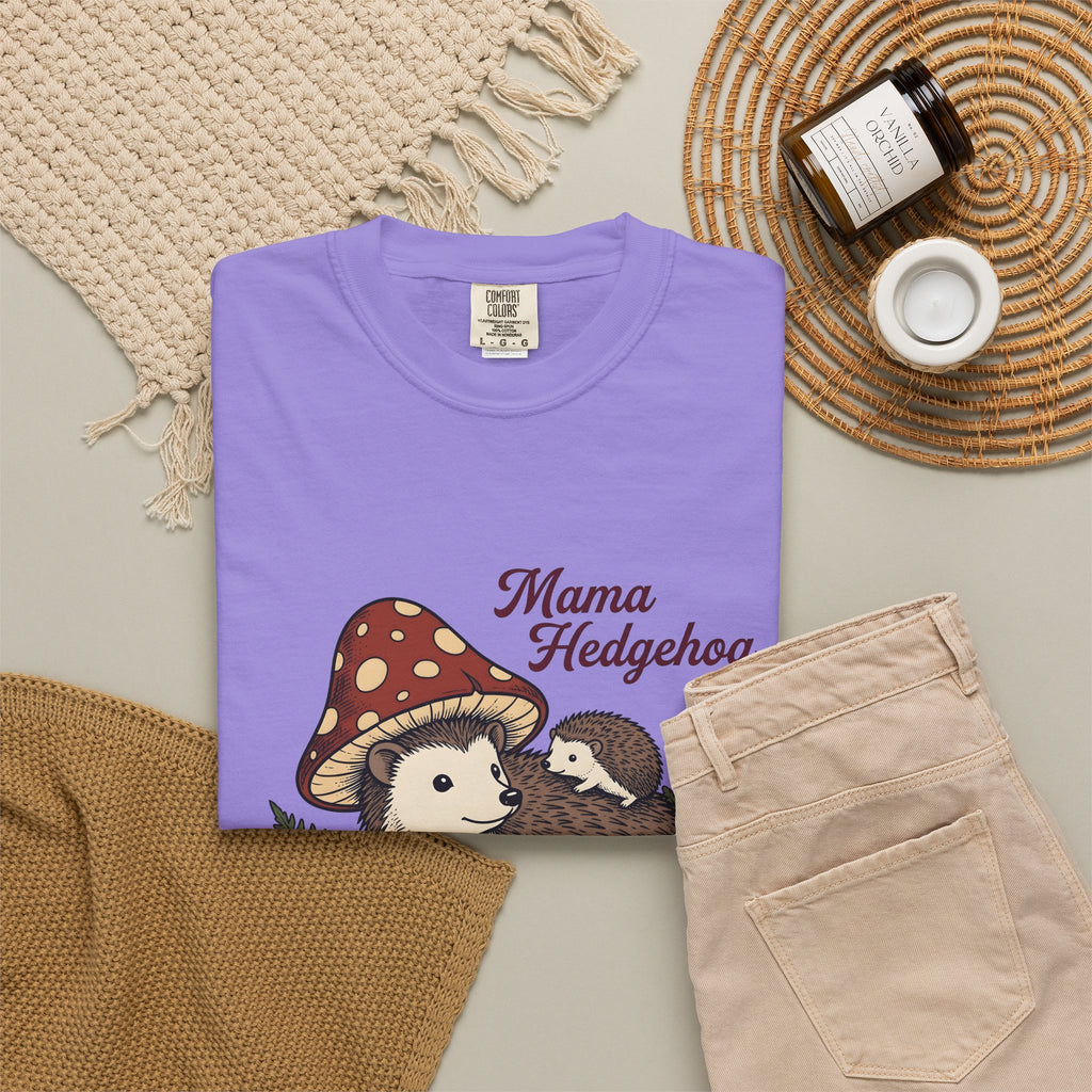 Hedgehog Group T-Shirt Moms Wildlife Gift Women Forest T-Shirt Porcupine T-Shirt Mother Fan Woodland T-Shirt Animal Graphic Retro Toadstools T-Shirt