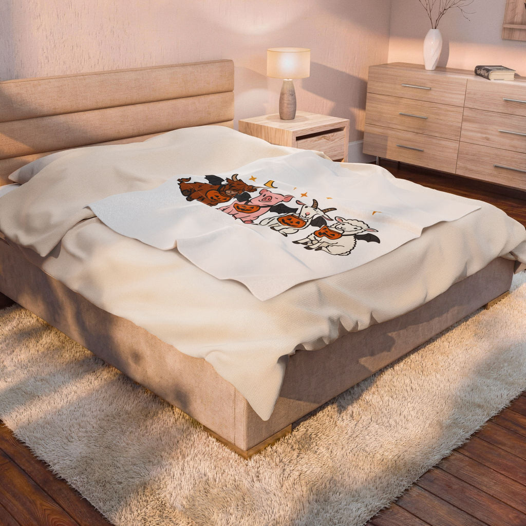 Country Animals Blanket Halloween Pets Gift Women Darling Blanket Farm Animals Blanket Halloween Fan Cute Blanket Pet Graphic Funny Halloween