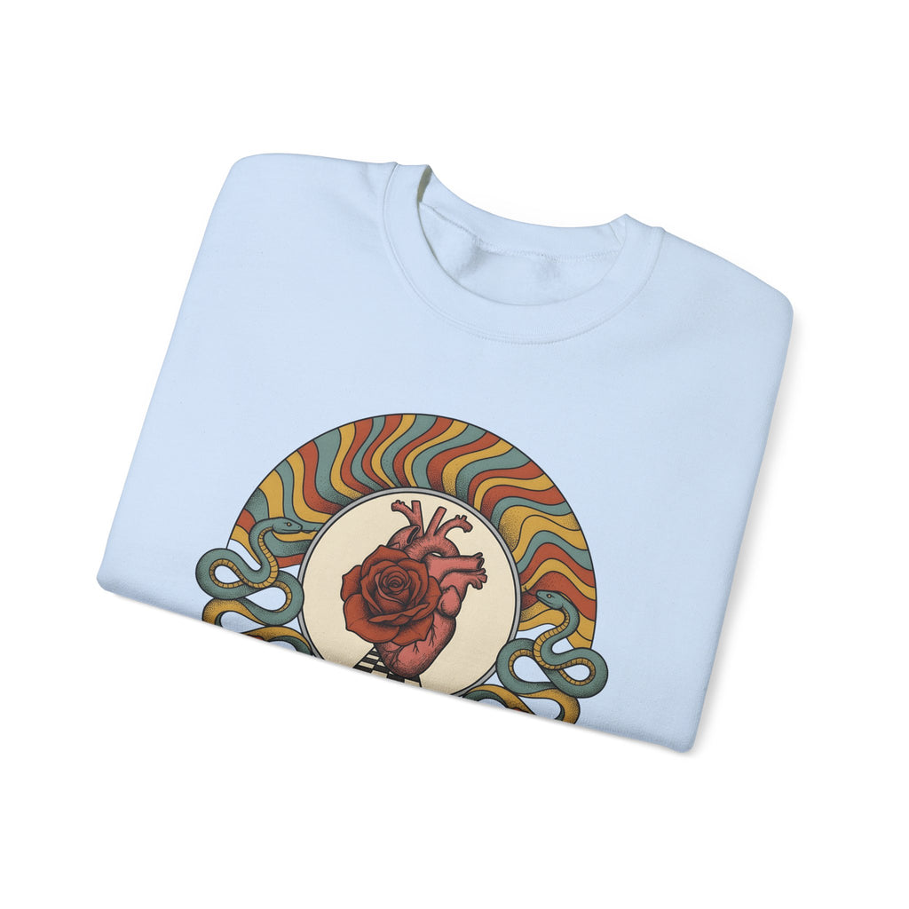 Anatomical Heart Rose Sweatshirt Boho Chic Spiritual Gift Women Psychedelic Sweatshirt Heart Rose Sweatshirt Boho Fan Trippy Sweatshirt Mystical Graphic Retro