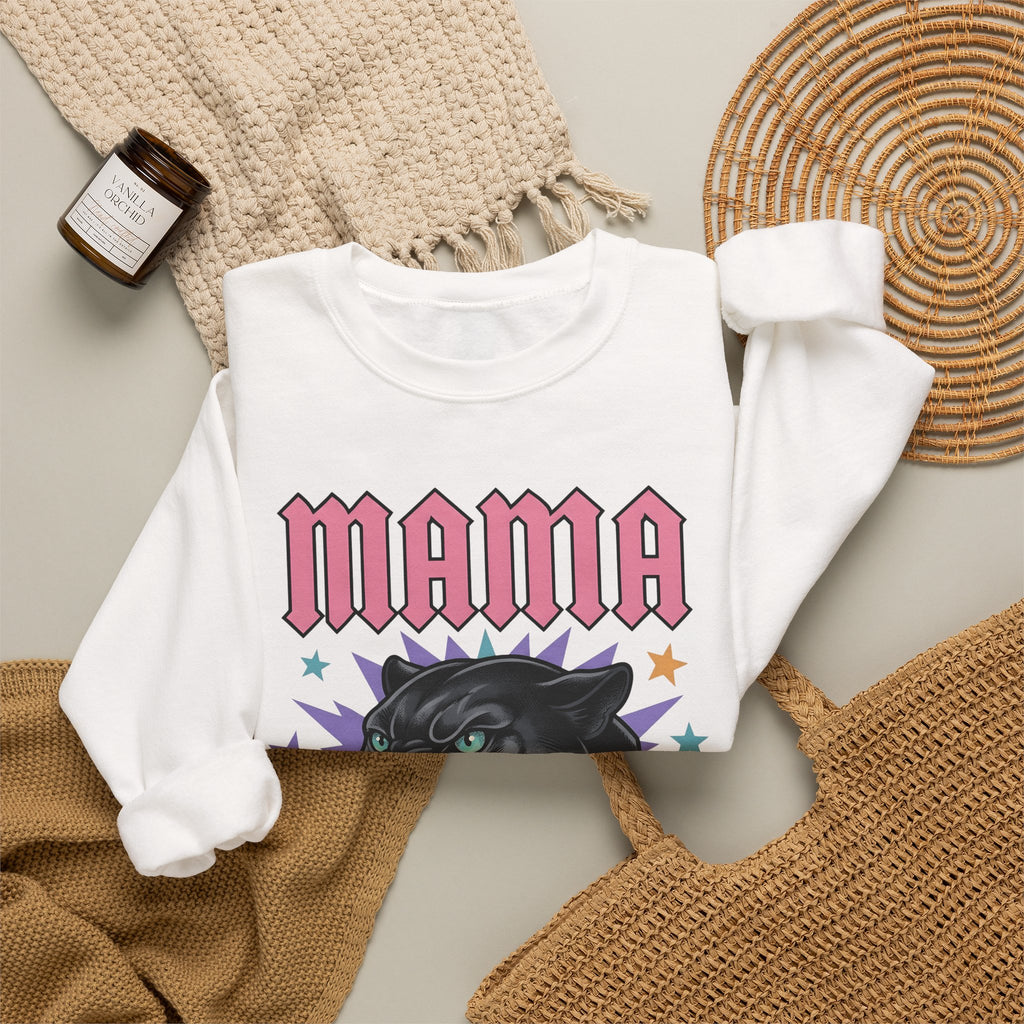 Panther Head Sweatshirt Moms Animal Gift Women Bold Sweatshirt Leopard Sweatshirt Mother Fan Graphic Design Illustration Retro Stars Sweatshirt
