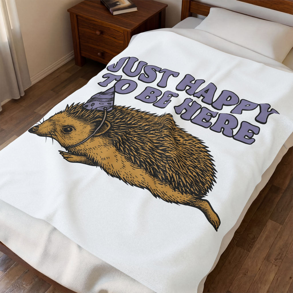 Hedgehog Birthday Hat Blanket Funny Pet Gift Women Retro Blanket Porcupine Blanket Humor Fan Vintage Blanket Animal Graphic Sketch Critter Design