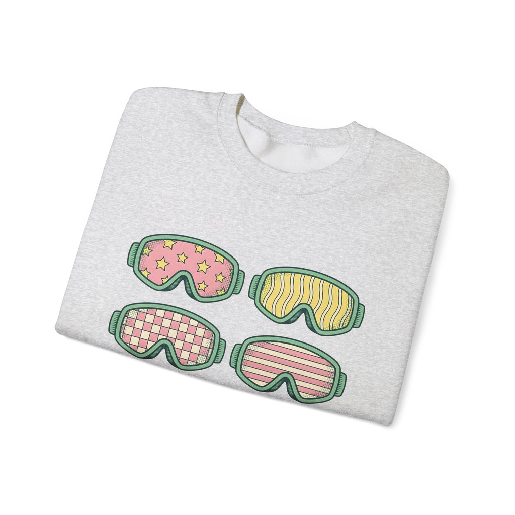 Ski Goggles Sweatshirt Sports Skiing Gift Women Cartoon Sweatshirt Goggles Sweatshirt Athlete Enthusiast Comic Sweatshirt Snowboard Graphic Vintage Stars