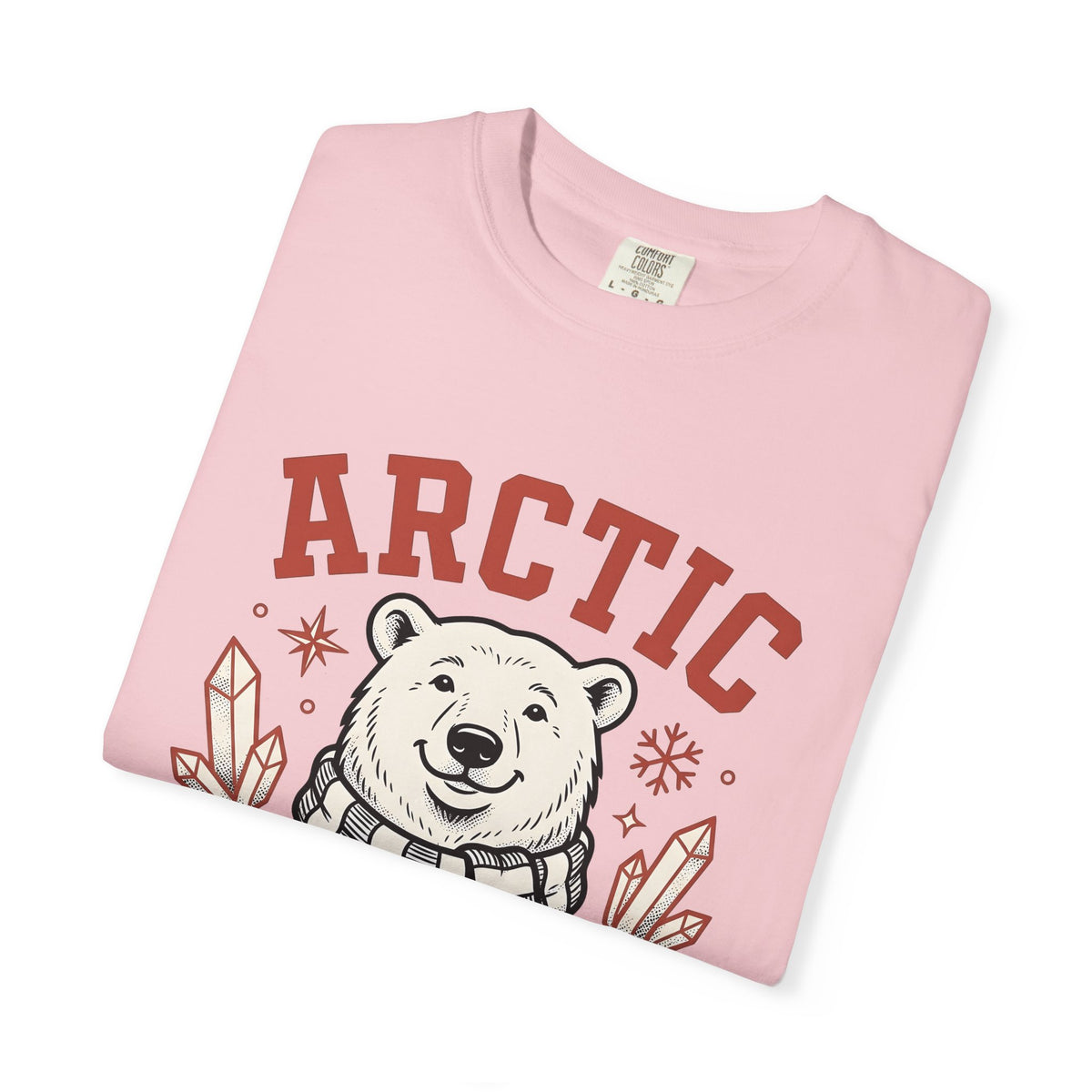 White Bear T-Shirt Christmas Cold Season Gift Women Comic T-Shirt Polar Bear T-Shirt Winter Fan Cartoon T-Shirt Frost Graphic Retro Ice Crystals