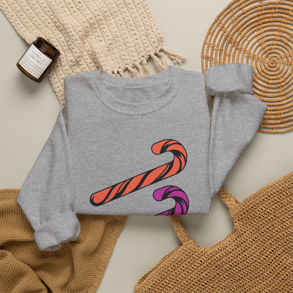 Holiday Candy Sweatshirt Christmas Confectionery Gift Women Flat Design Sweatshirt Candy Sweatshirt Christmas Fan Minimalist Sweatshirt Sweets Graphic Clean