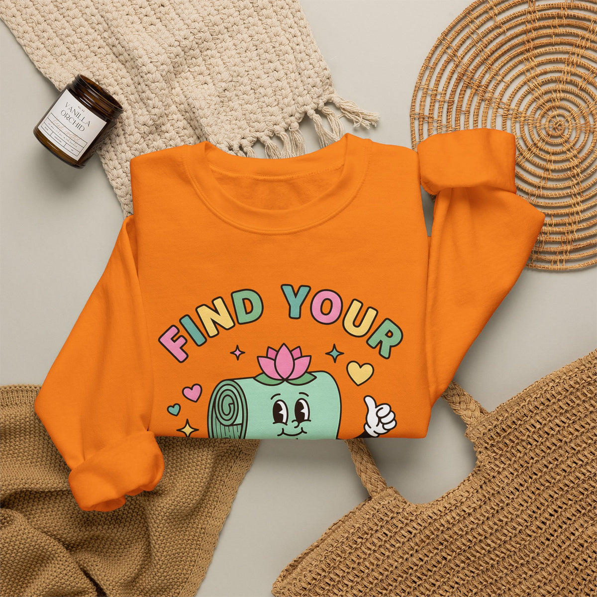 Workout Mat Design Sweatshirt Yoga Relaxation Gift Women Doodle Sweatshirt Exercise Mat Sweatshirt Yoga Enthusiast Hand Drawn Sweatshirt Calming Illustration