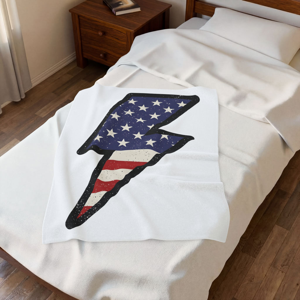 Electric Bolt Blanket 4th Of July Freedom Gift Women Rustic Blanket Lightning Blanket Independence Fan Vintage Blanket Liberty Graphic Nostalgic