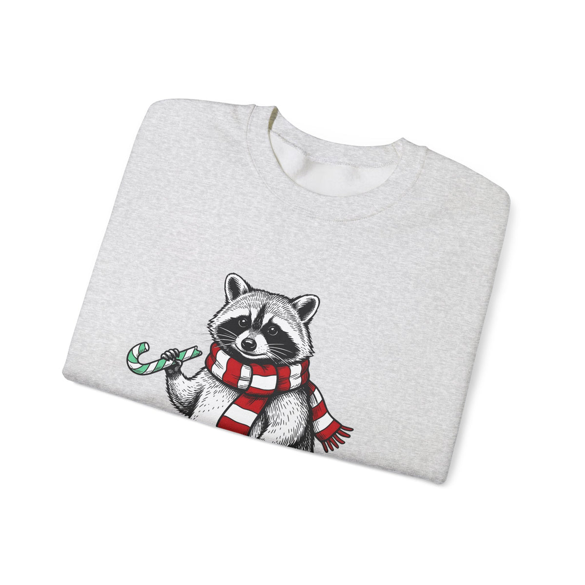 Raccoon Illustration Sweatshirt Animals Holiday Gift Women Sketch Sweatshirt Trash Panda Sweatshirt Wildlife Fan Drawing Graphic Christmas Retro Peppermint