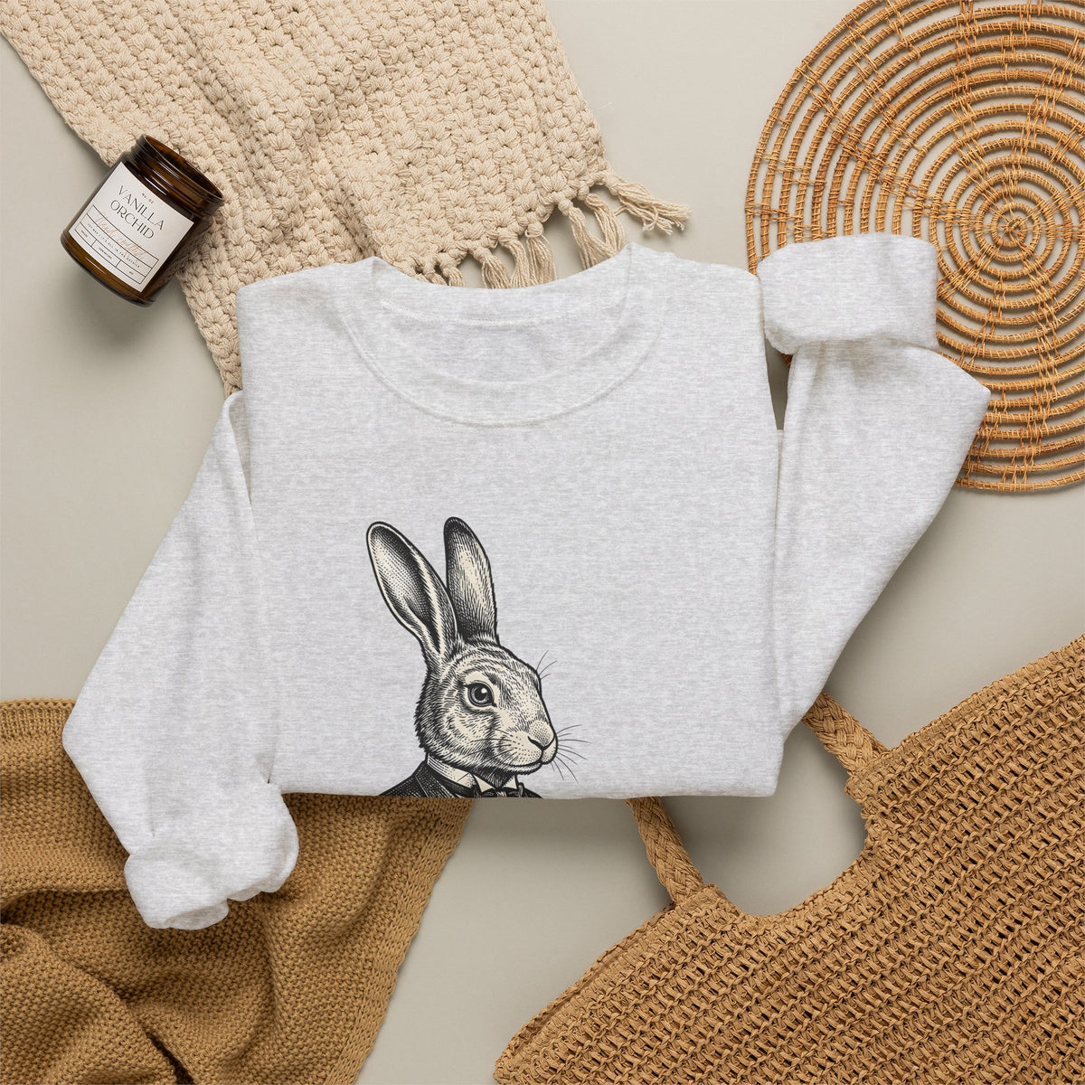 Rabbit Bartender Sweatshirt Animal Bar Gift Women Vintage Sweatshirt Bunny Sweatshirt Pet Fan Retro Sweatshirt Pub Graphic Hand Drawn Playing Card Sweatshirt
