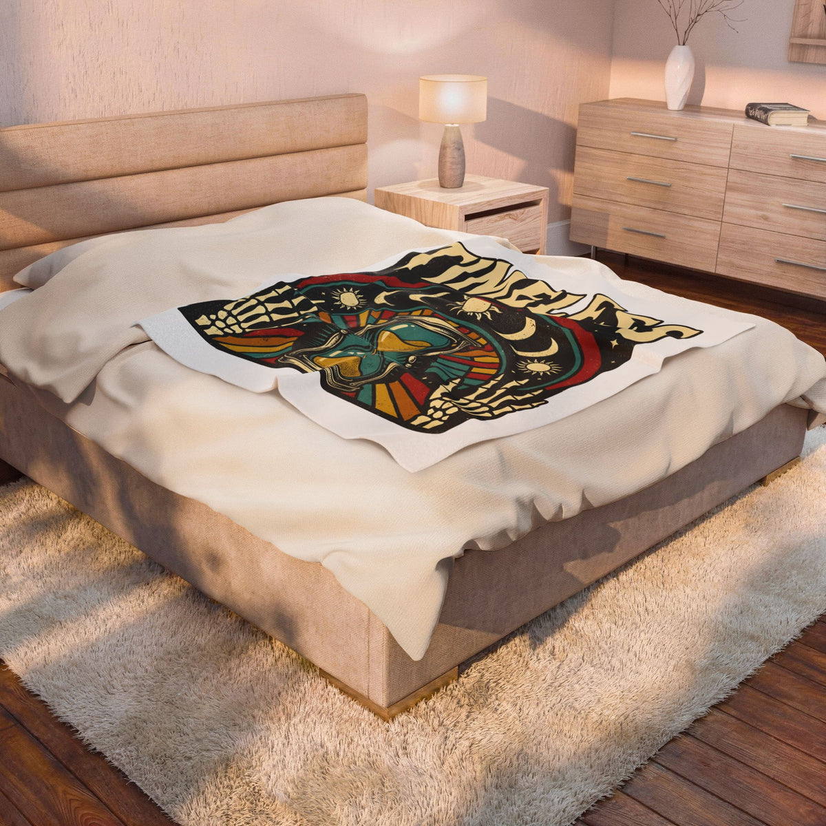Skull Hourglass Blanket Boho Chic Astrology Gift Women Trippy Blanket Death Symbol Blanket Hippie Fan Psychedelic Blanket Zodiac Graphic Retro