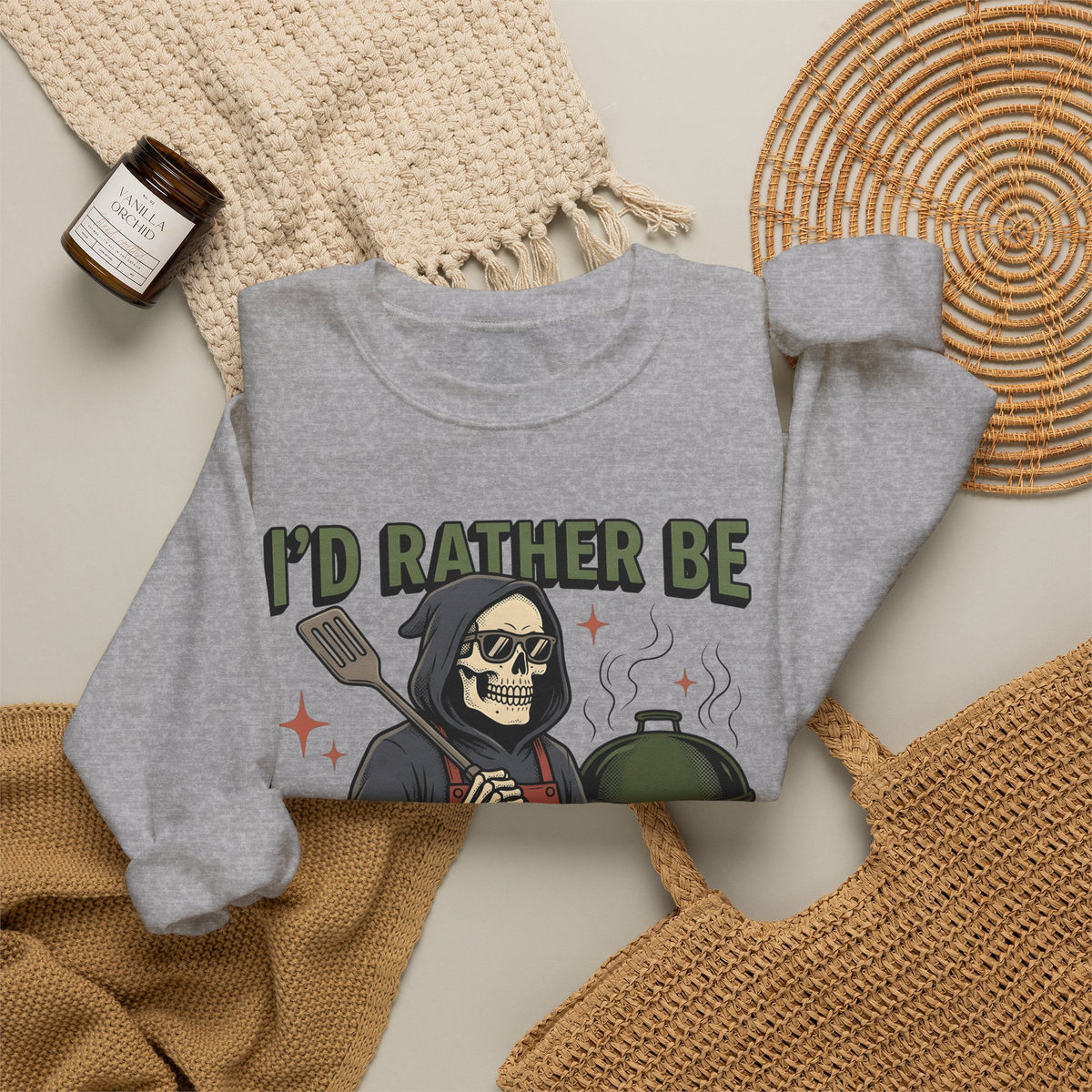 Skull Cook Sweatshirt Grilling Joke Gift Women Comic Sweatshirt Skeleton Sweatshirt Barbecue Fan Cartoon Sweatshirt Pun Graphic Retro Barbeque Sweatshirt