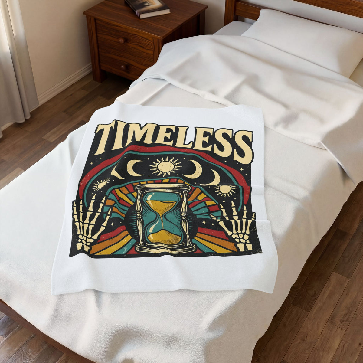 Skull Hourglass Blanket Boho Chic Astrology Gift Women Trippy Blanket Death Symbol Blanket Hippie Fan Psychedelic Blanket Zodiac Graphic Retro