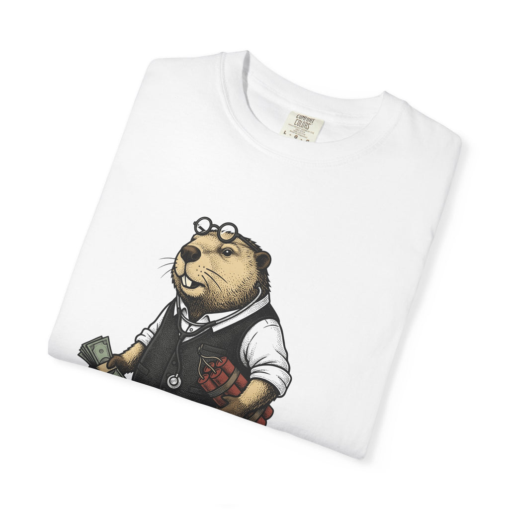 Beaver Apparel T-Shirt Funny Fauna Gift Women Caricature T-Shirt Beaver T-Shirt Humor Fan Cartoon T-Shirt Wildlife Graphic Old School Cash Money