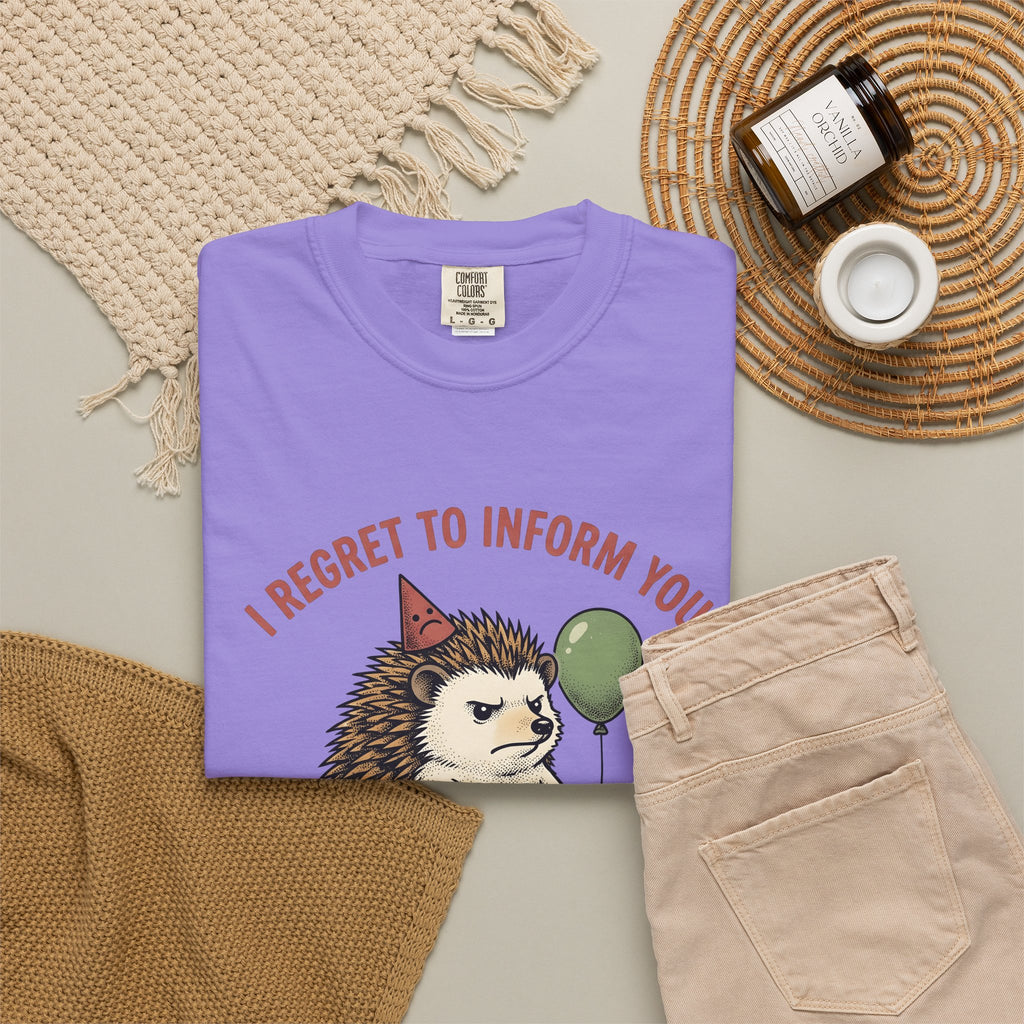Hedgehog Art T-Shirt Funny Creatures Gift Women Whimsical T-Shirt Porcupine T-Shirt Humor Fan Cartoon T-Shirt Animal Graphic Sketch Balloon T-Shirt