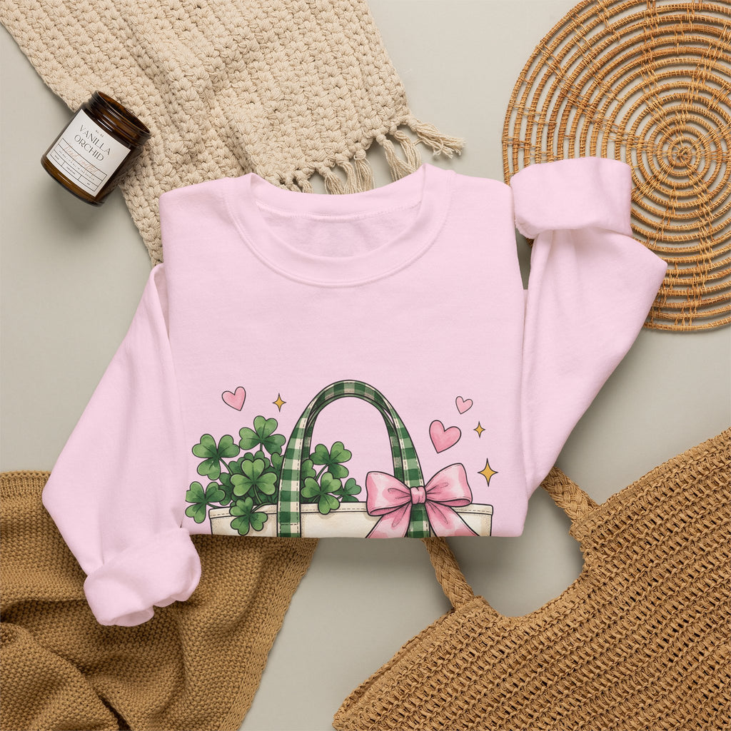 Clover Sweatshirt Sweatshirt St Patrick's Day Celebration Gift Women Paint Sweatshirt Tote Sweatshirt Shamrock Fan Painted Sweatshirt Party Graphic Sketch Pink