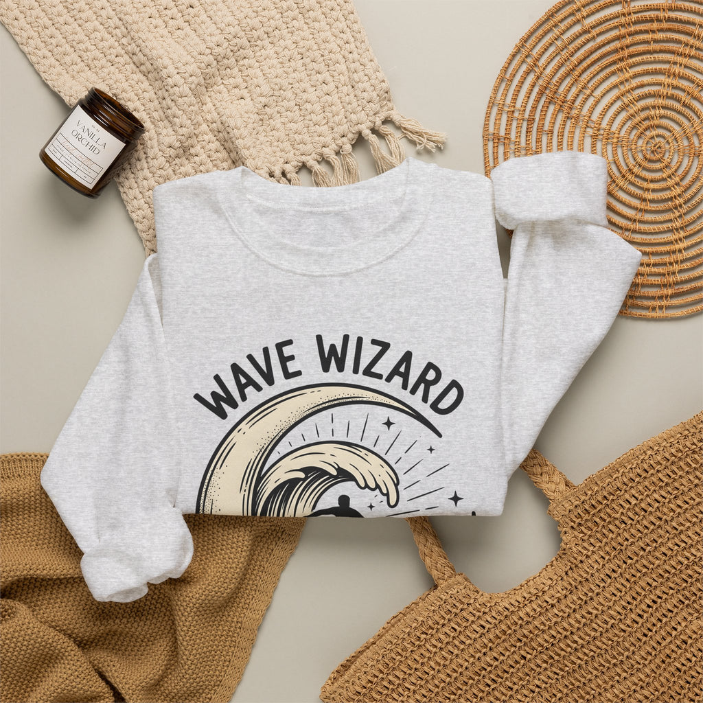 Surf Break Sweatshirt Surfing Coast Gift Women Hand Drawn Sweatshirt Wave Sweatshirt Surfer Fan Beach Graphic Illustration Line Art Star Motifs Sweatshirt