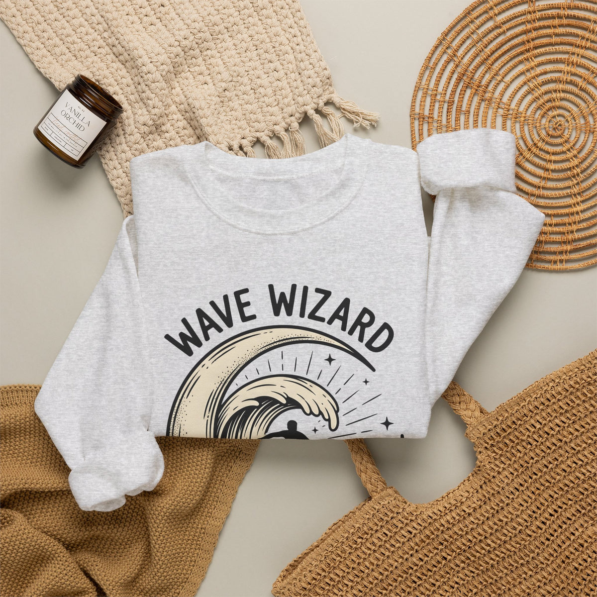Surf Break Sweatshirt Surfing Coast Gift Women Hand Drawn Sweatshirt Wave Sweatshirt Surfer Fan Beach Graphic Illustration Line Art Star Motifs Sweatshirt
