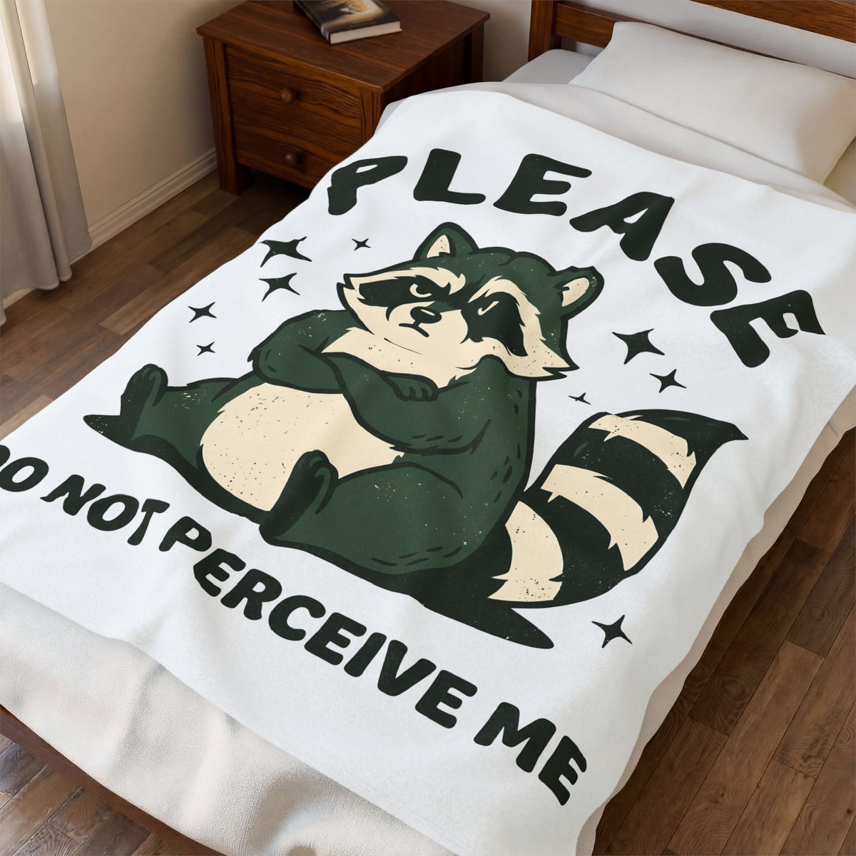 Grumpy Raccoon Blanket Funny Animal Gift Women Cartoon Blanket Trash Panda Blanket Humor Fan Comic Blanket Wildlife Graphic Retro Stars Blanket