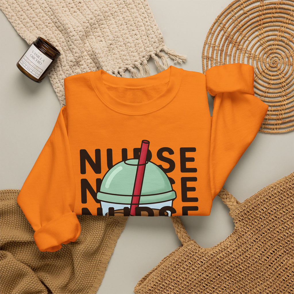 Chilled Coffee Cup Sweatshirt Nurses Beverage Gift Women Anime Sweatshirt Coffee Sweatshirt Sweatshirt Nurse Enthusiast Manga Sweatshirt Drink Graphic Line Art